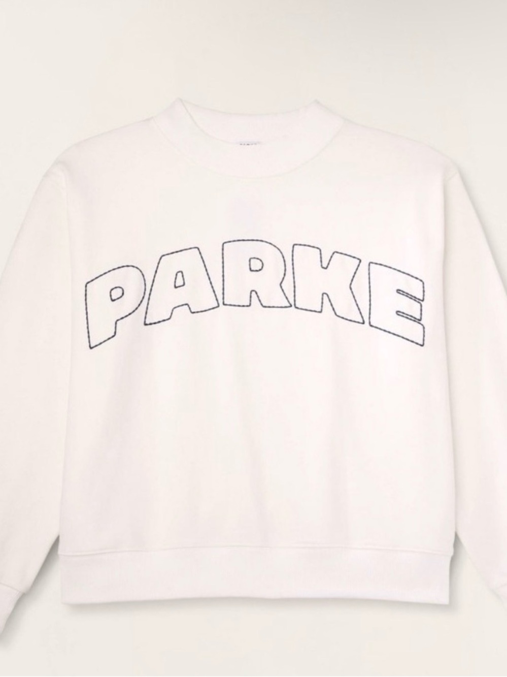 PARKE White Embroidered  Mockneck Sweatshirt